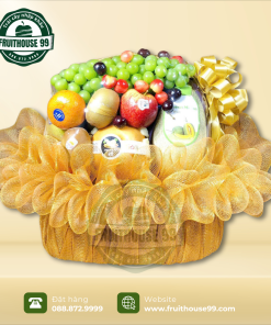 Giỏ Quà Trái Cây Và Hoa Thanh Lịch